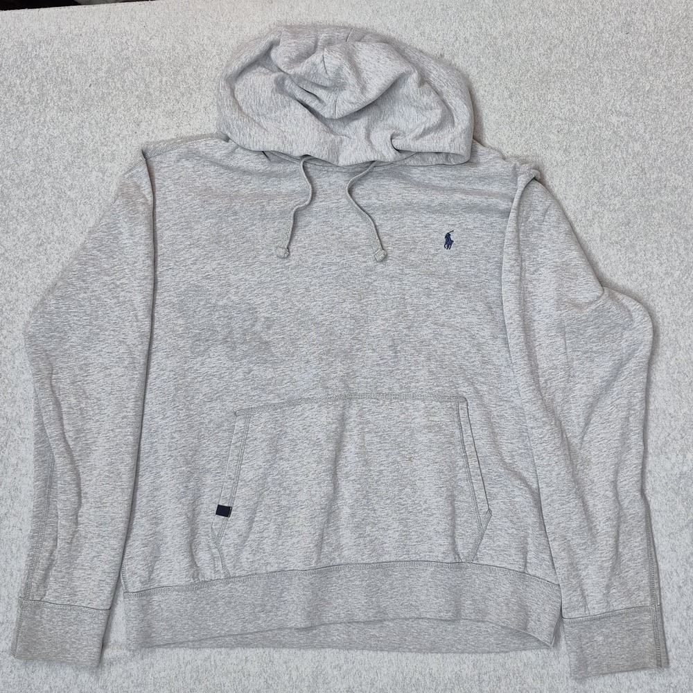 Polo Ralph Lauren Men Hoodie XXL Gray Embroidered Fleece Performance READ